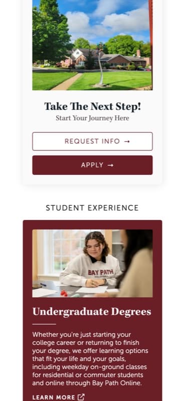 Bay Path University on a phone