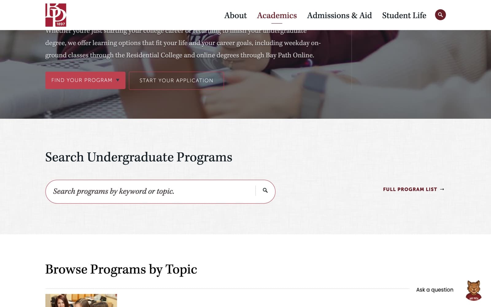 Bay Path University: baypath.edu/academics/undergraduate-programs