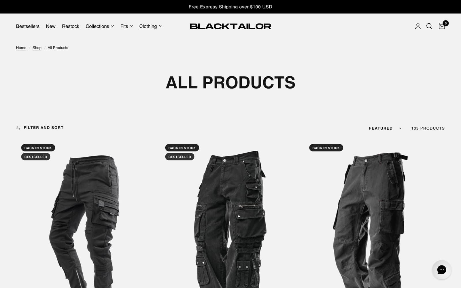 BLACKTAILOR: Filter and sort drawer