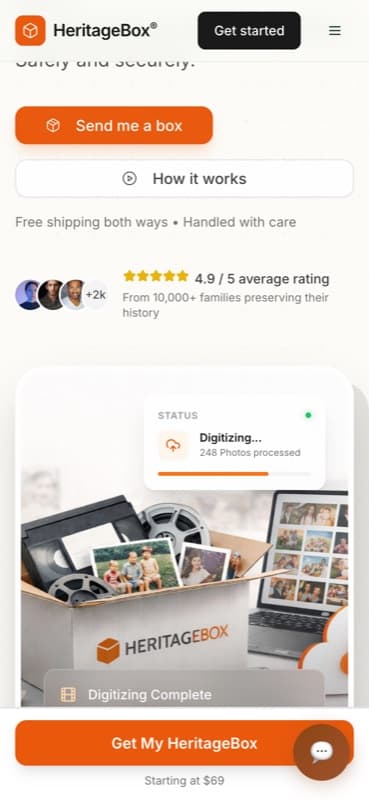 HeritageBox on a phone