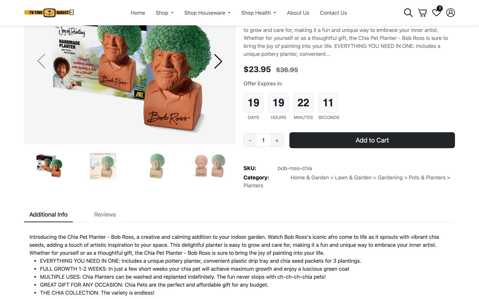 TVTimeDirect: Product page with offer countdown