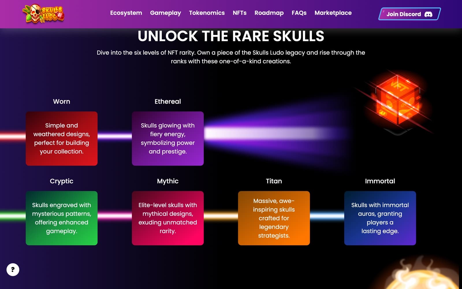 The six NFT rarity tiers