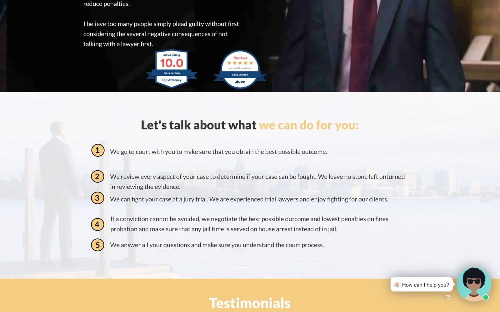 Johnen & Holevoet Law Offices: Avvo badges and the numbered stages