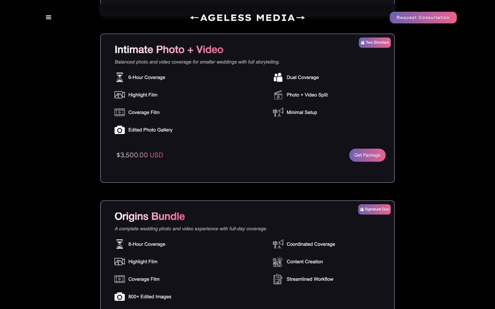 Ageless Media: Package tiers with team badges