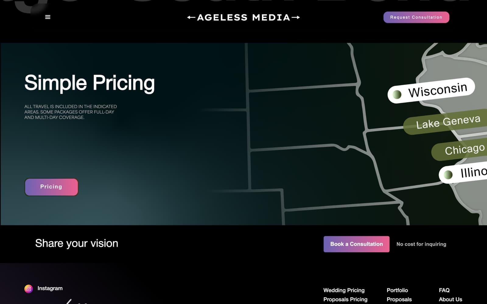 Ageless Media: Coverage map with pinned places