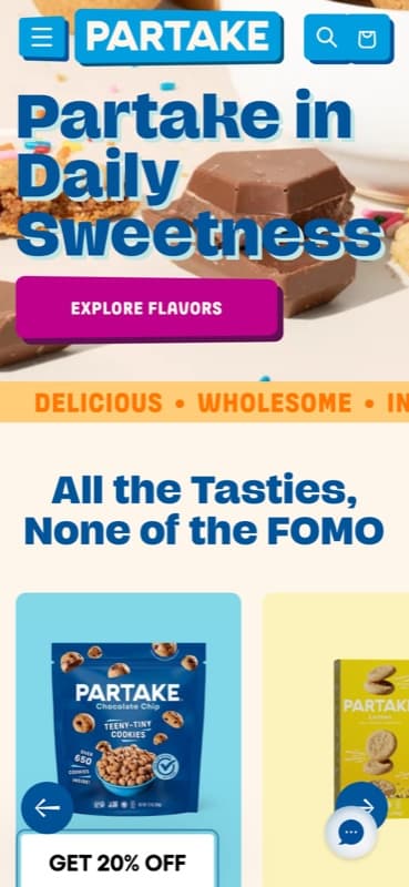 Partake Foods on a phone