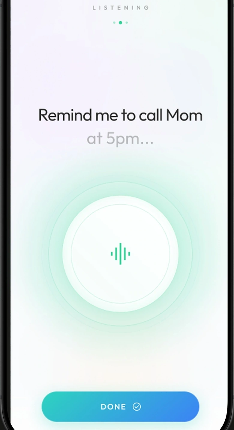 Ping Me listening and capturing a spoken reminder